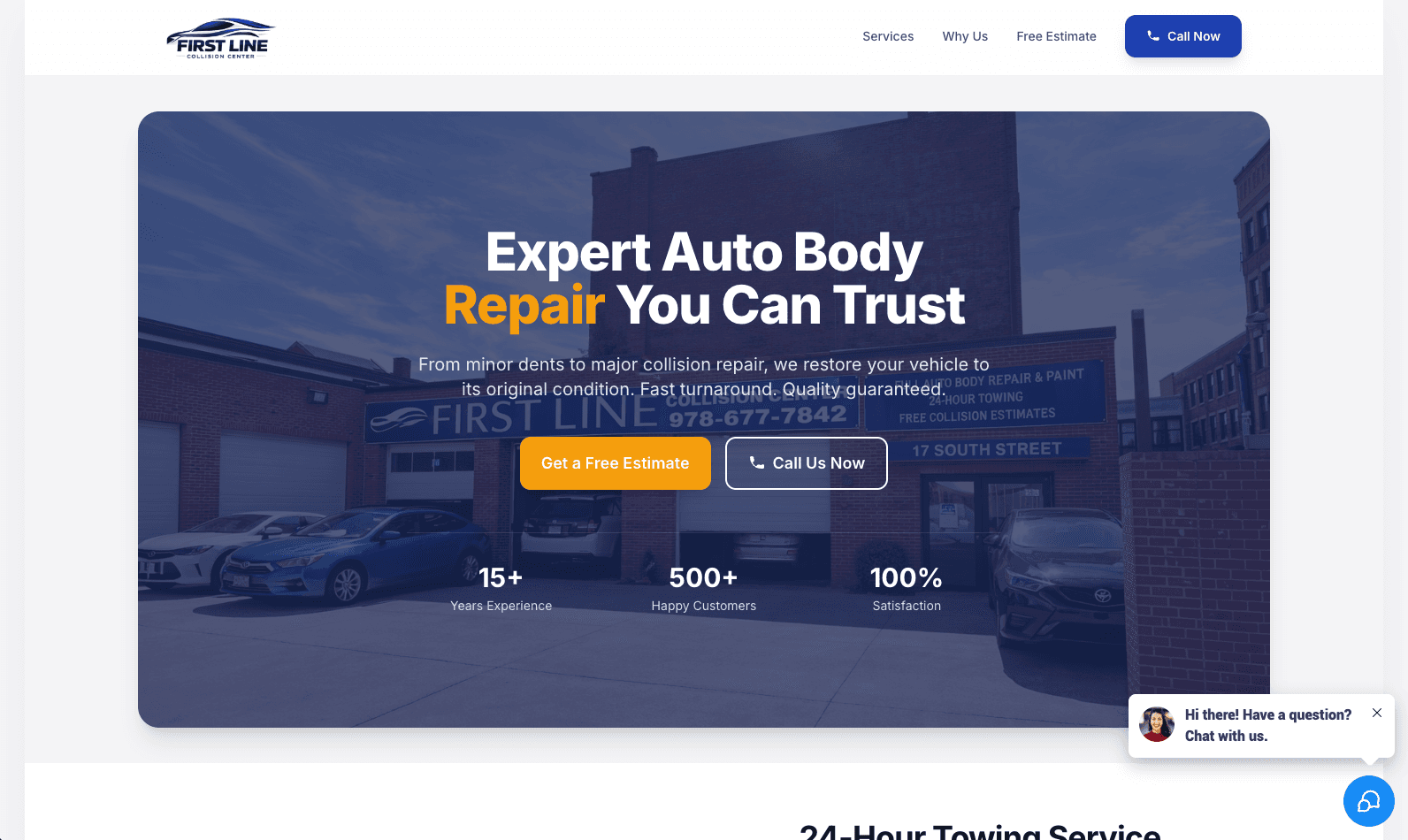 First Line Collision Center website