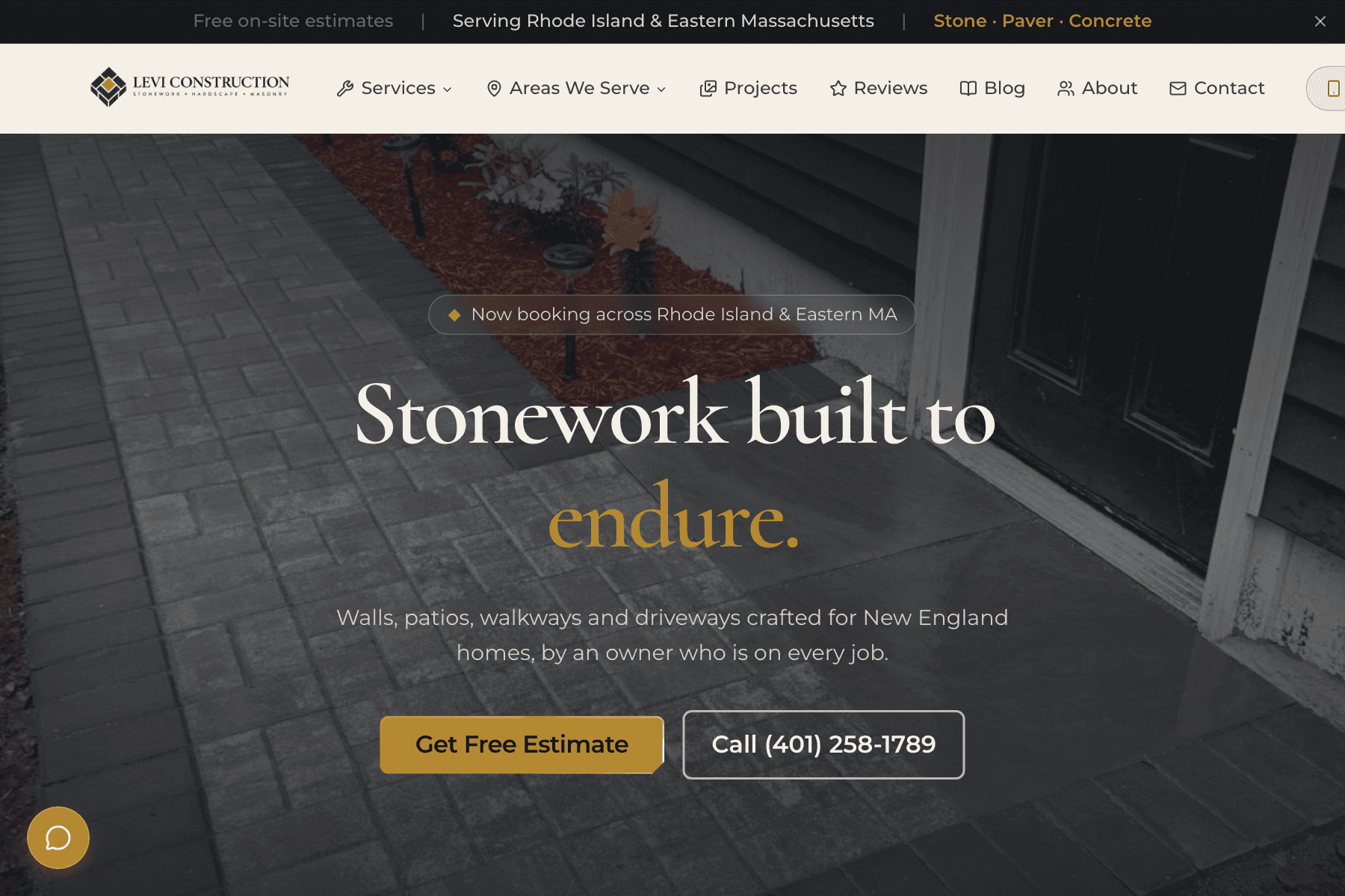 Levi Construction website