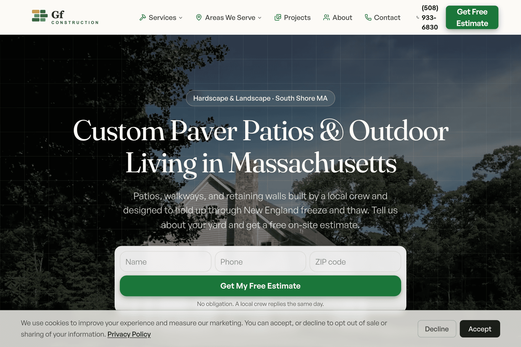 GF Construction website