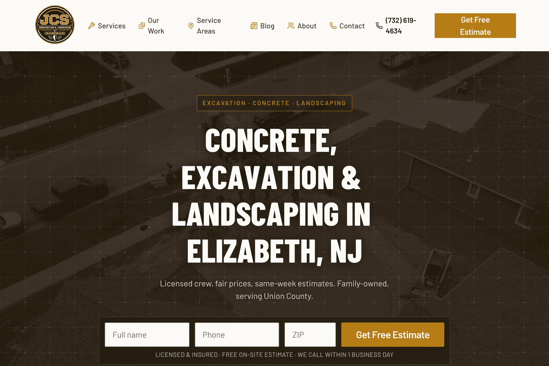 JCS Construction & Landscaping website